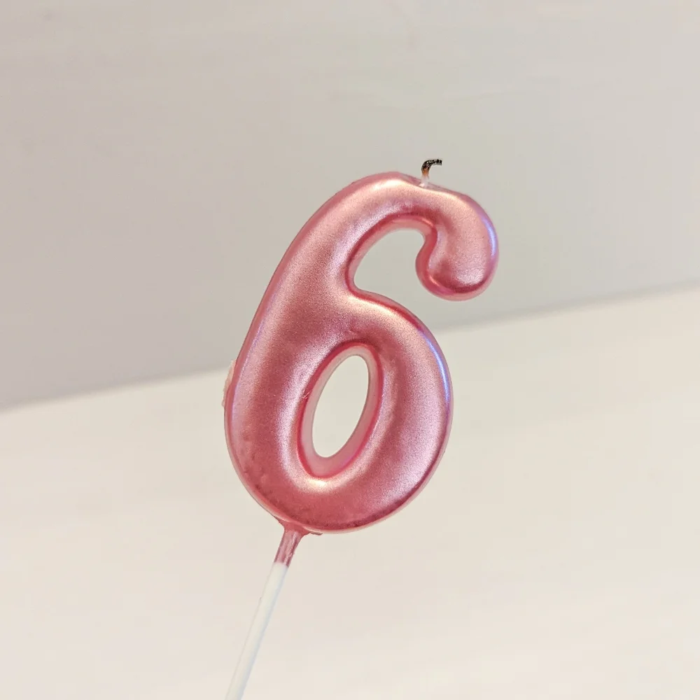 6th Birthday Candle Six Years, Pink Happy Birthday Number 6